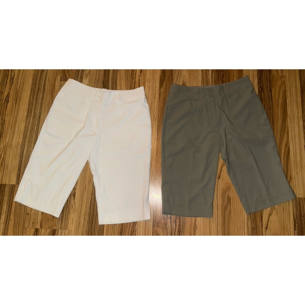 Nike Golf Fit Dry Athletic Bermuda Shorts Women's Sz 4 Lot White Green